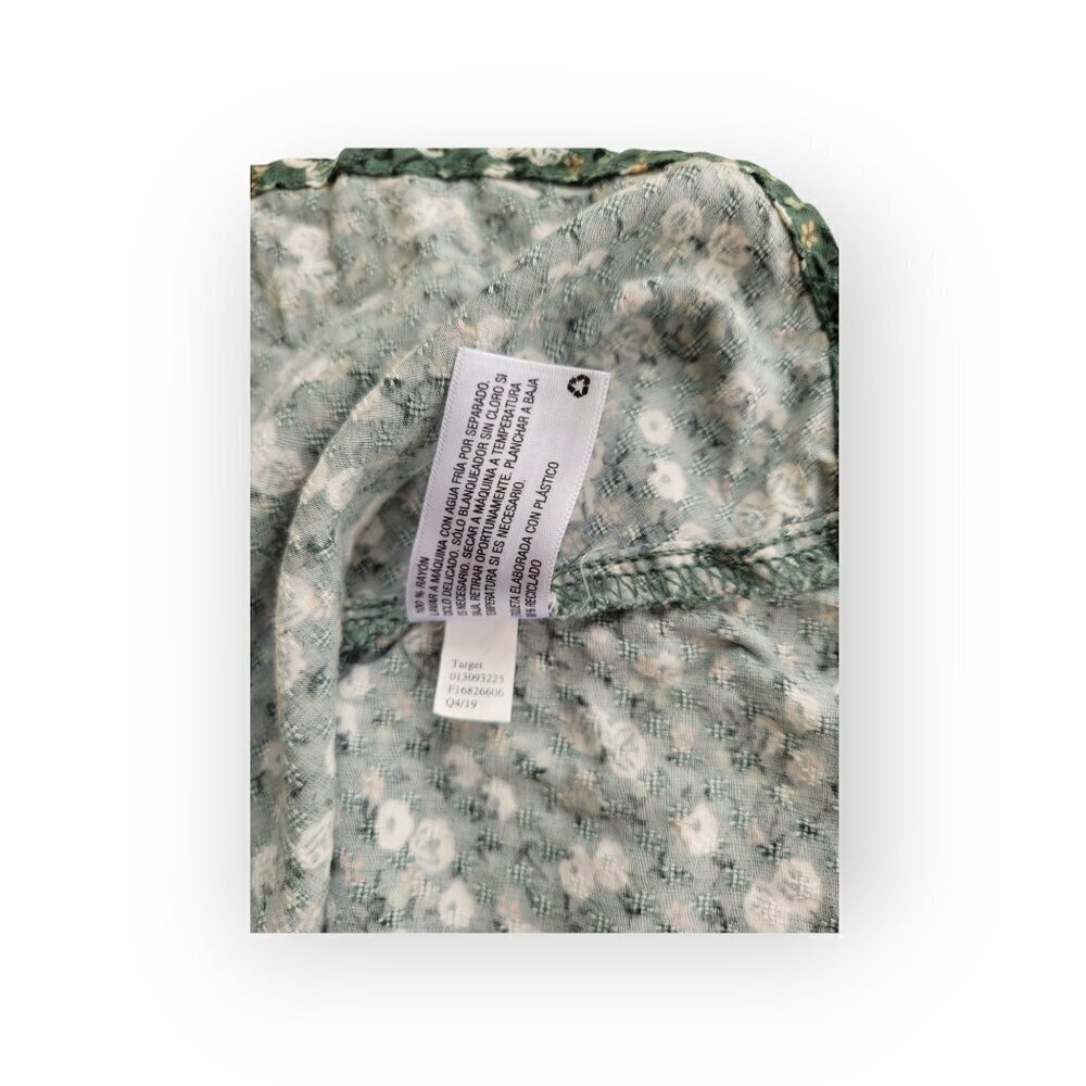 Universal Thread Sage Floral Rayon Wrap Dress XS Ruffle Sleeve Spring Summer XS - Picture 11 of 12